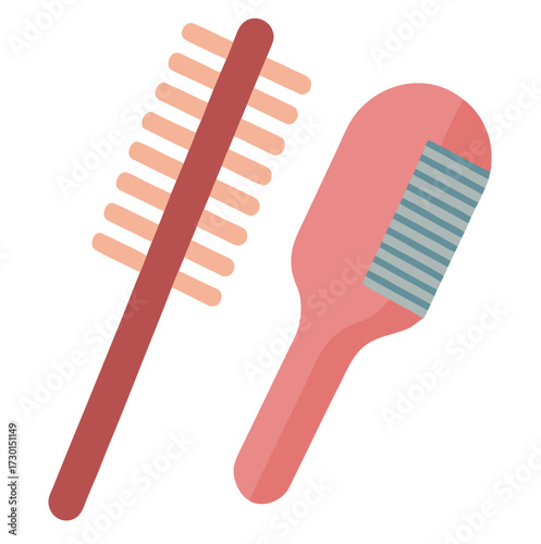 Minimal hairbrush and comb cosmetic set