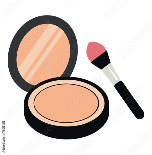 Cosmetic compact powder makeup illustration