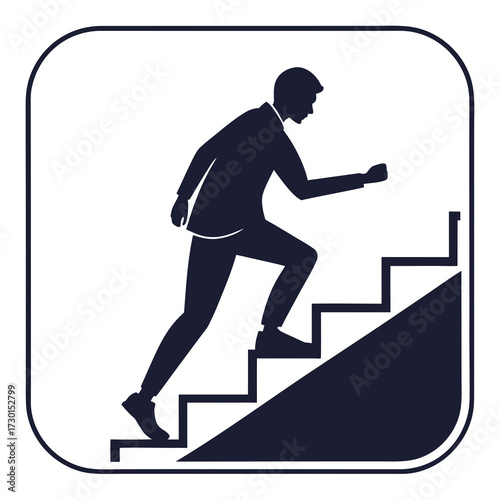 Silhouette illustration of a man climbing stairs