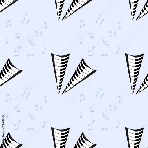 Seamless Pattern Abstract Elements Concert, Performance, Music Piano Keys Notes Vector Design Style Background Illustration Texture For Prints Textiles, Clothing, Gift Wrap, Wallpaper, Pastel