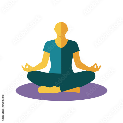 A flat illustration of a person seated in a meditative lotus position, hands in a mudra.