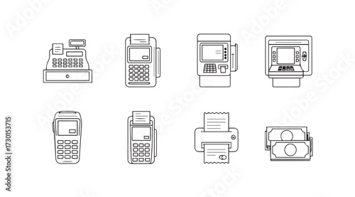 Vector art of payment terminal set