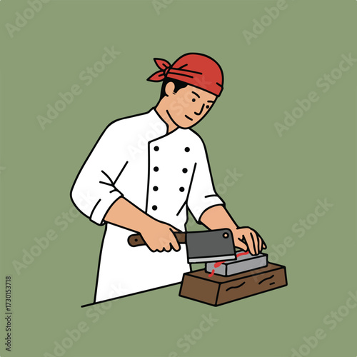 Chef sharpening cleaver