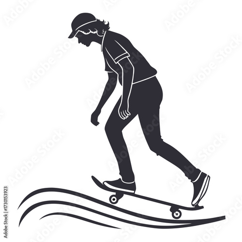 Silhouette of a skateboarder riding a skateboard