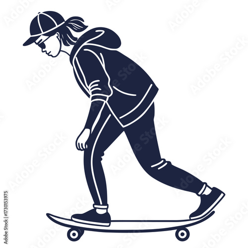 Silhouette of a skateboarder riding a skateboard