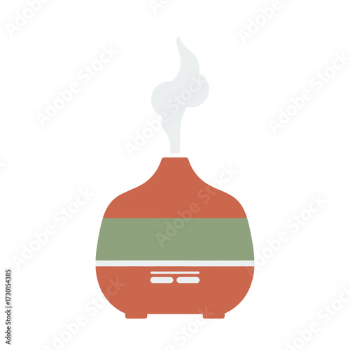 Illustration of an essential oil diffuser emitting steam, featuring a simple, minimalist design.