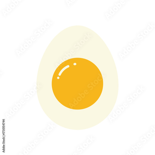 Sectioned egg with yolk and shiny highlight