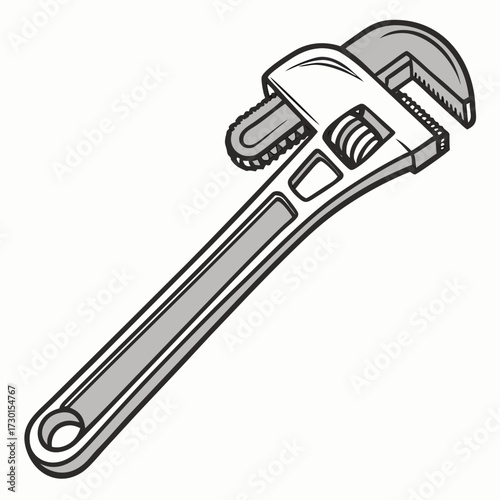 Gray scale illustration of a pipe wrench