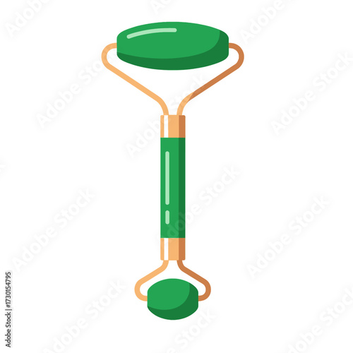 A flat illustration of a jade roller, a beauty and skincare tool.