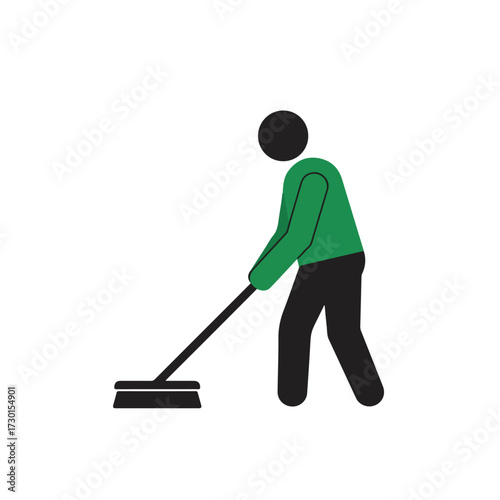 Stick figure sweeps with a broom