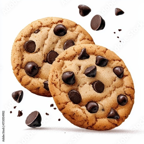 chocolate chip cookies watercolor isolated. Delicious homemade biscuit painting a unique artistic food illustration perfect for bakery menu design cafe promotion or sweet dessert themed