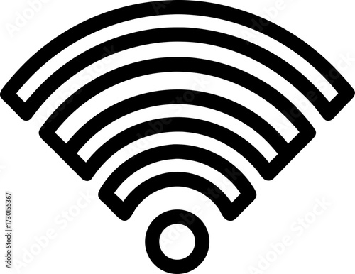 WiFi signal icon, vector line art icon, black and white, white background