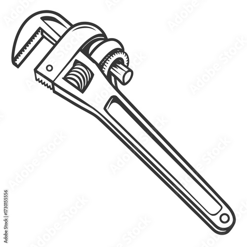 Illustration of an adjustable pipe wrench