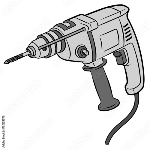 Illustration of a gray electric drill