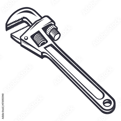 Illustration of a pipe wrench tool for plumbing