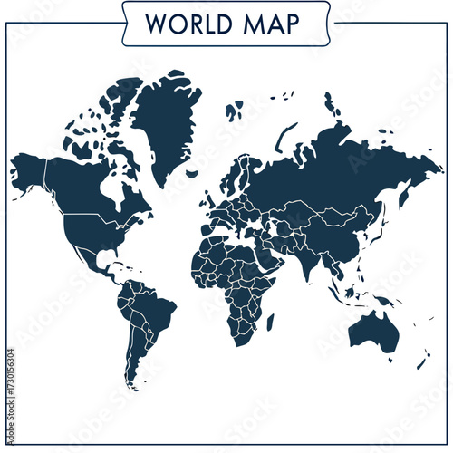 World map showing continents and countries