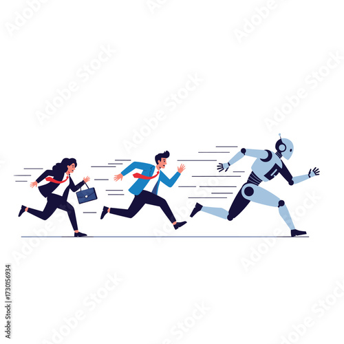 Humanity racing against the accelerating pace of artificial intelligence.