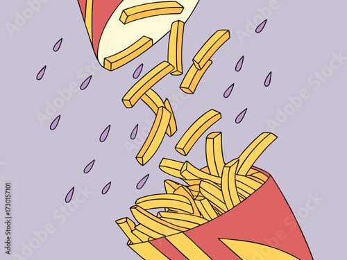 Fatty French fries, fried French fries, fried potatoes, fast food, food, advertising, banner, copy space