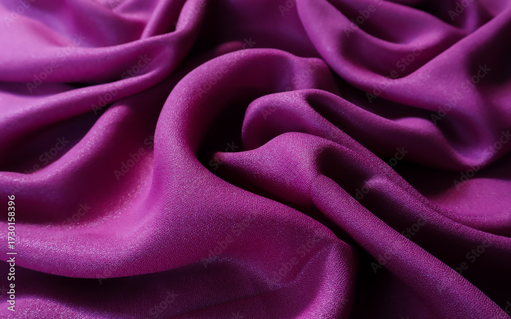 Fototapeta premium Purple fabric cloth texture for background and design art work, beautiful crumpled pattern of silk or linen.
