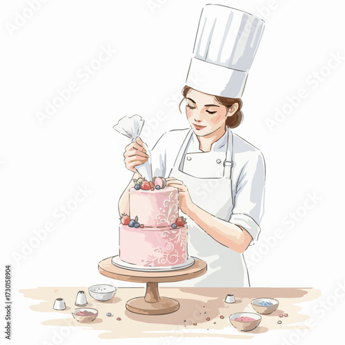 Watercolor Chefs Collection – Professional Cooks in White Uniforms on Clean White Background