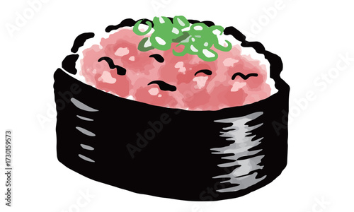 寿司のネギトロ　1貫　筆タッチ手描きイラスト