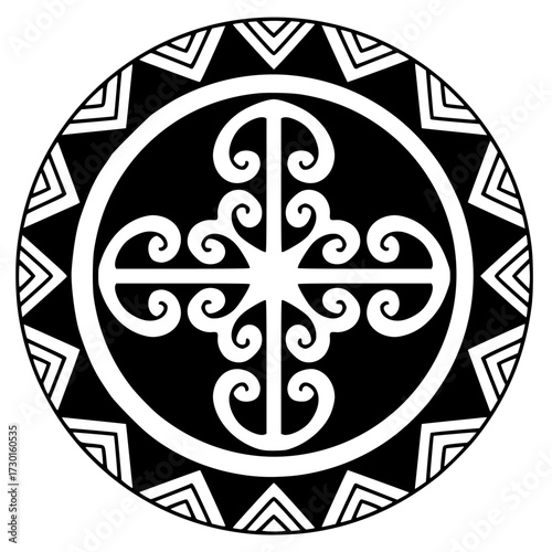 Polynesian maori tattoo style.Pattern aboriginal samoan. Black and white texture, isolated vector.