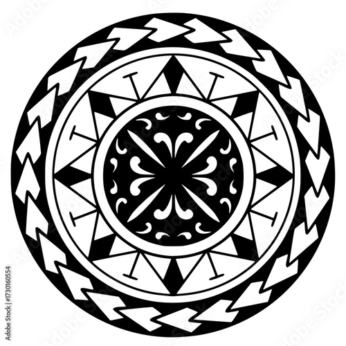 Polynesian maori tattoo style.Pattern aboriginal samoan. Black and white texture, isolated vector.