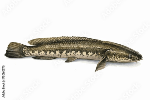 Glistening Fillet Snakehead fish meat solated watercolor vector illustration svg