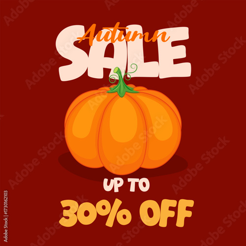 Autumn sale. The background of the autumn sale with a pumpkin for a trade sale or a promotional banner. Vector illustration.