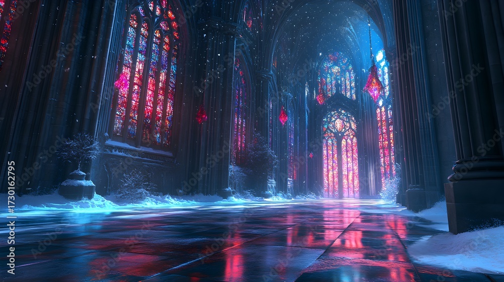 Naklejka premium Enchanting Winter Cathedral Interior