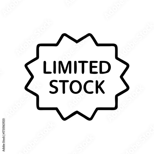 Limited stock badge illustration in minimalist style on white background  