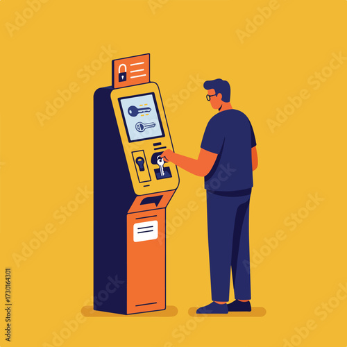 Man uses a key exchange machine