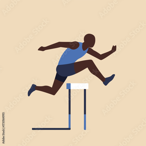 Hurdler jumps obstacle