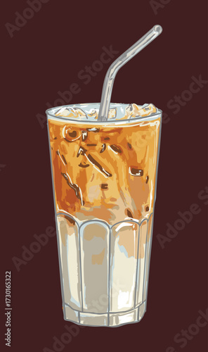 Iced Spanish Latte Illustration – Cold Coffee Drink