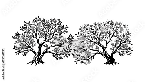 Elegant stylized trees design for natural beauty concepts, perfect for branding, invitations, and earthy designs, originally a scalable vector graphic