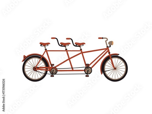 Illustration of a Tandem Bicycle in Orange with White Background