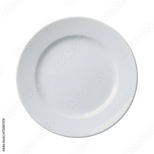 Simple white dinner plate isolated on transparent background for food presentation