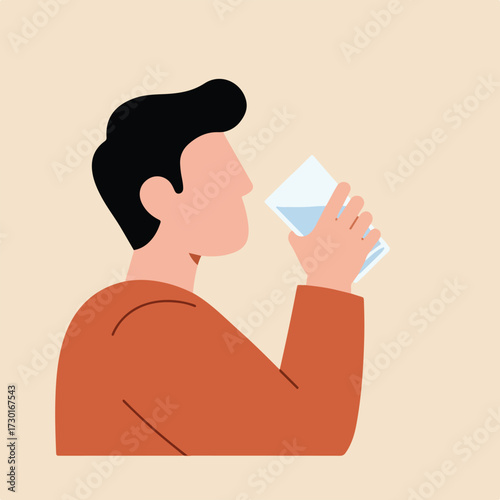 Flat illustration man drinking water