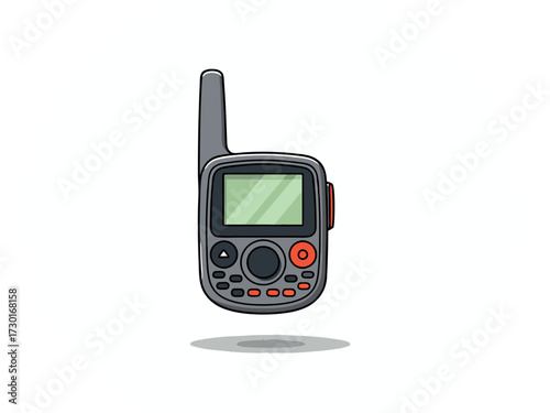 Grey Radio Communication Device with Orange Accents on White Background