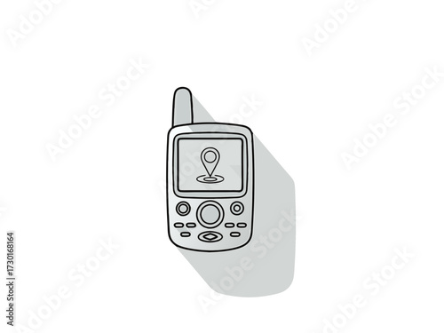Gray Handheld GPS Navigator Icon on Transparent Background Vector