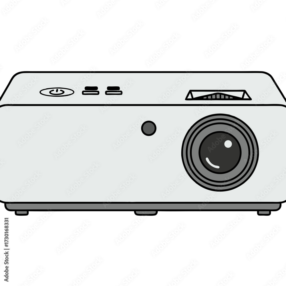 Obraz premium White Projector Front View on Transparent Background Presentation Device