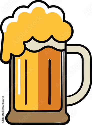 Vector illustration of a mug of beer with foam
