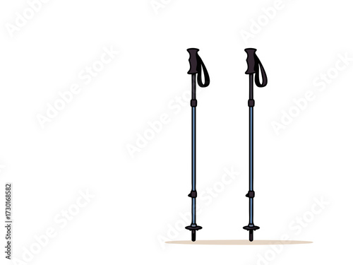 Pair of Trekking Poles Isolated Against White Background in Vector Format