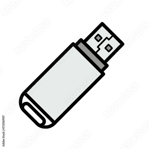 Isolated Gray Usb Drive Stick on White Background Pixelated Memory Storage Vector Illustration