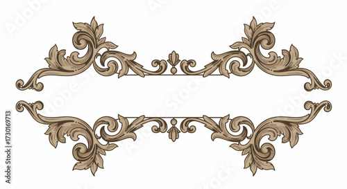 Ornate Vintage Label with Flourish on White