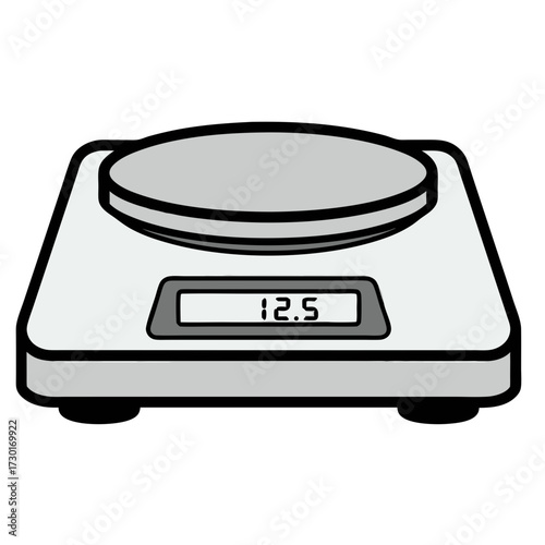 Kitchen Scale Displaying Weight on White Background Digital Illustration