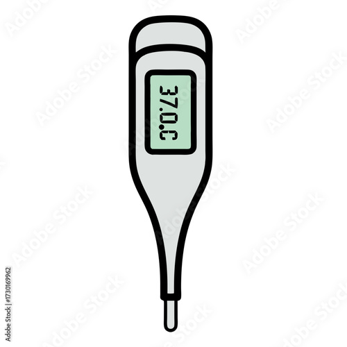 Isolated Digital Thermometer Vector on Transparent Background Displaying 37 Degrees Celsius for Medical and Health Illustration