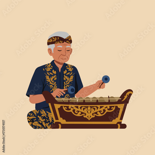 Man plays traditional instrument