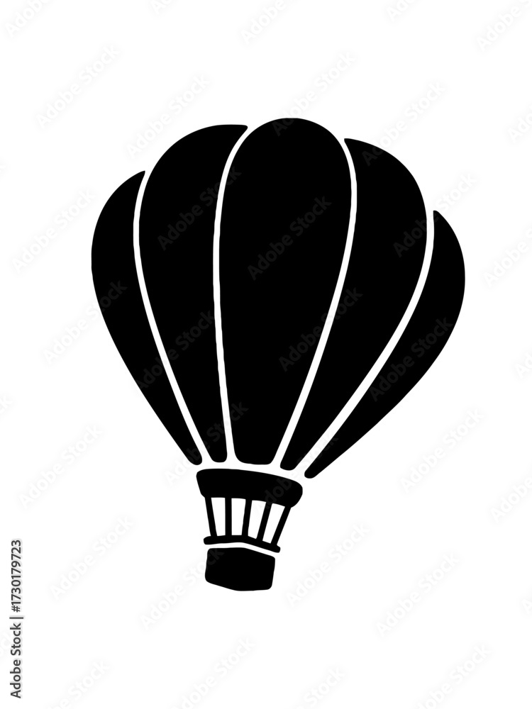 Obraz premium Elegant black silhouette of a hot air balloon floating gracefully. A minimalist icon symbolizing adventure, freedom, dreams, and the journey of travel