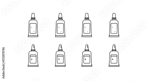 Vector art of glue bottles on white